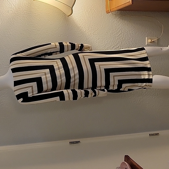 CATO Space Age Geometric Atomic Mod Long Sleeve Bodycon Longline Dress - Picture 7 of 10